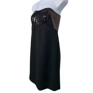 Ann Taylor Womens 0 Black Strapless Sequin Cocktail Dress Party Evening